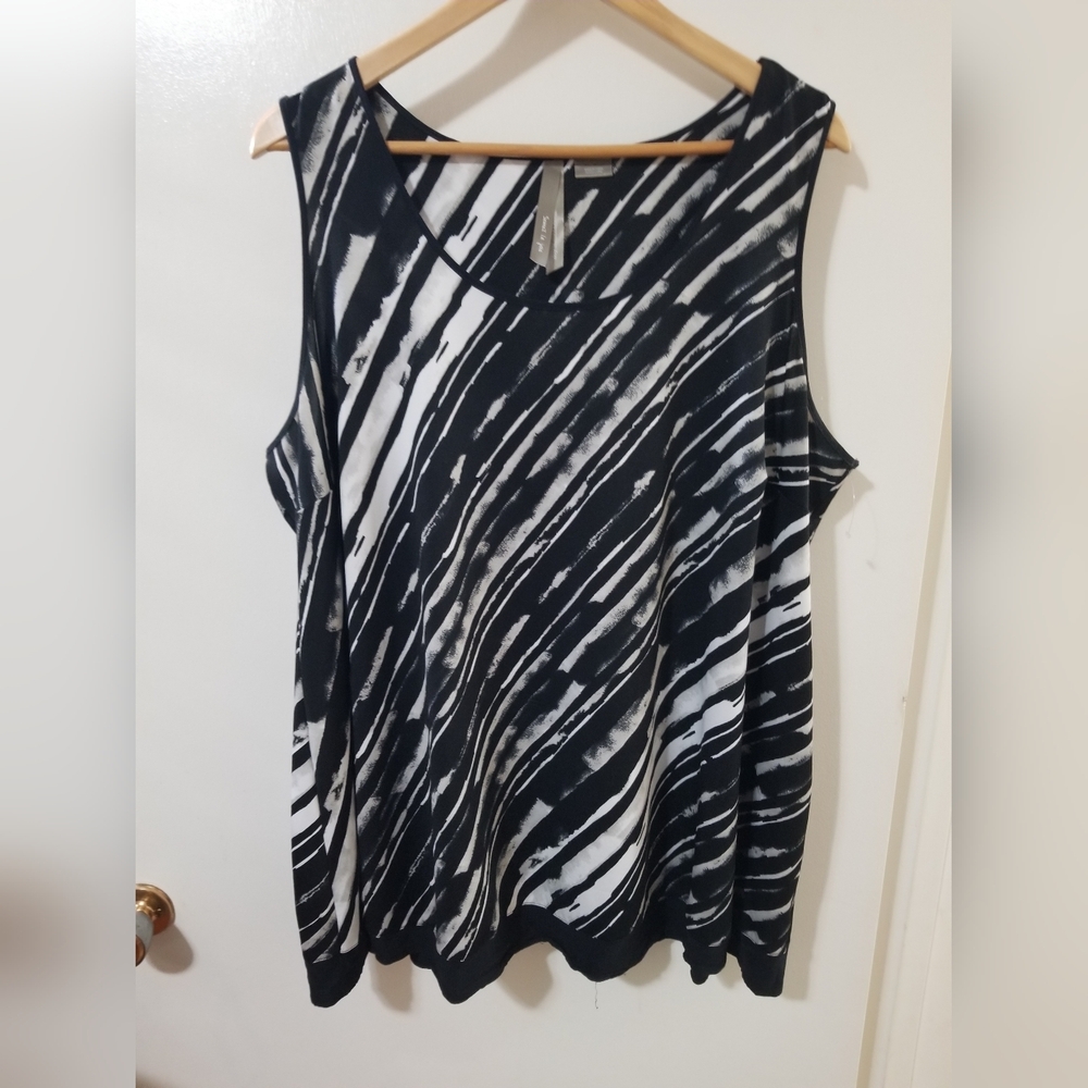 Penningtons Black and White Striped Tank Top 3X
